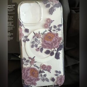 NWOT Coach Protective Case for MagSafe iPhone 15/14/13 Moody Floral Glitter